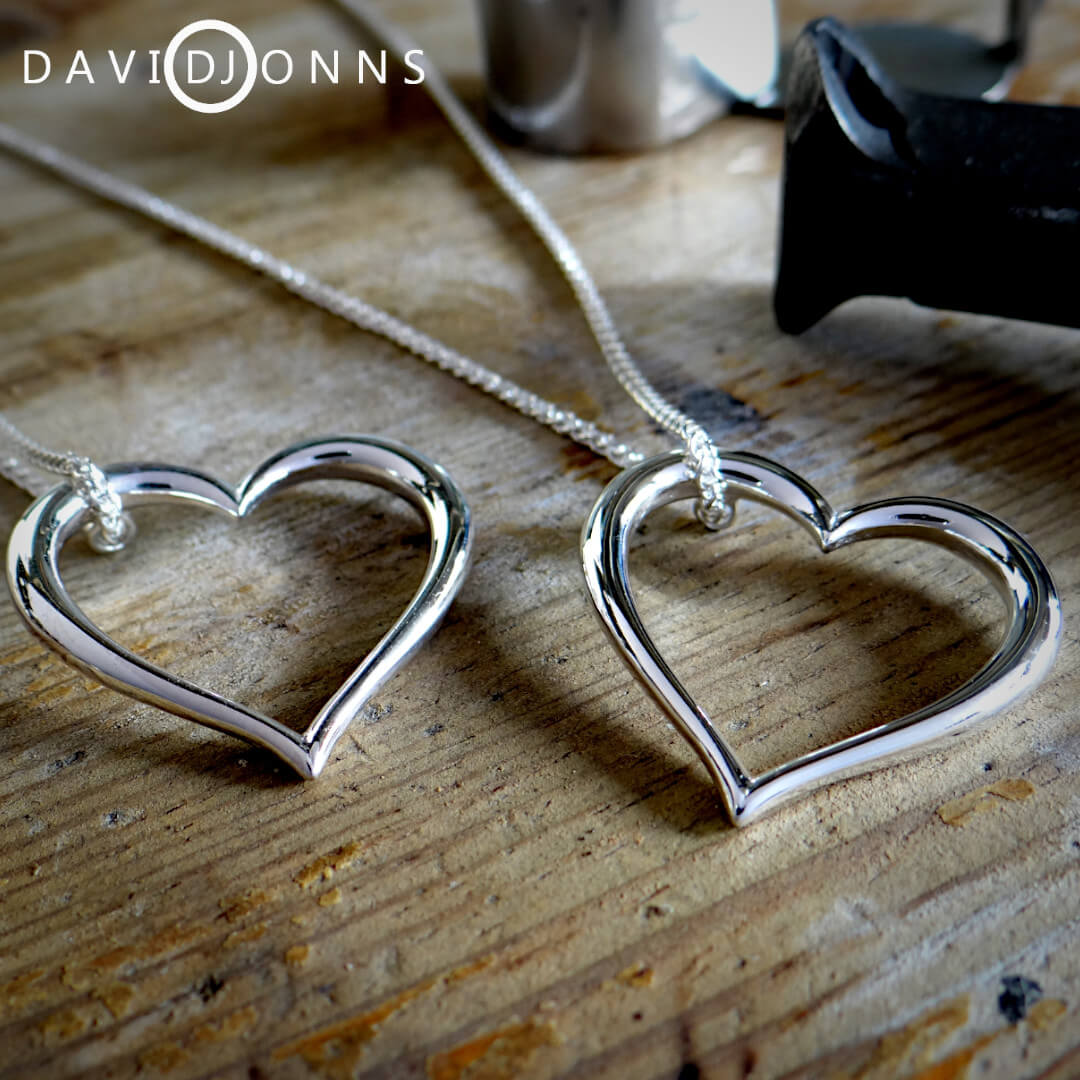 Sterling silver open heart pendants