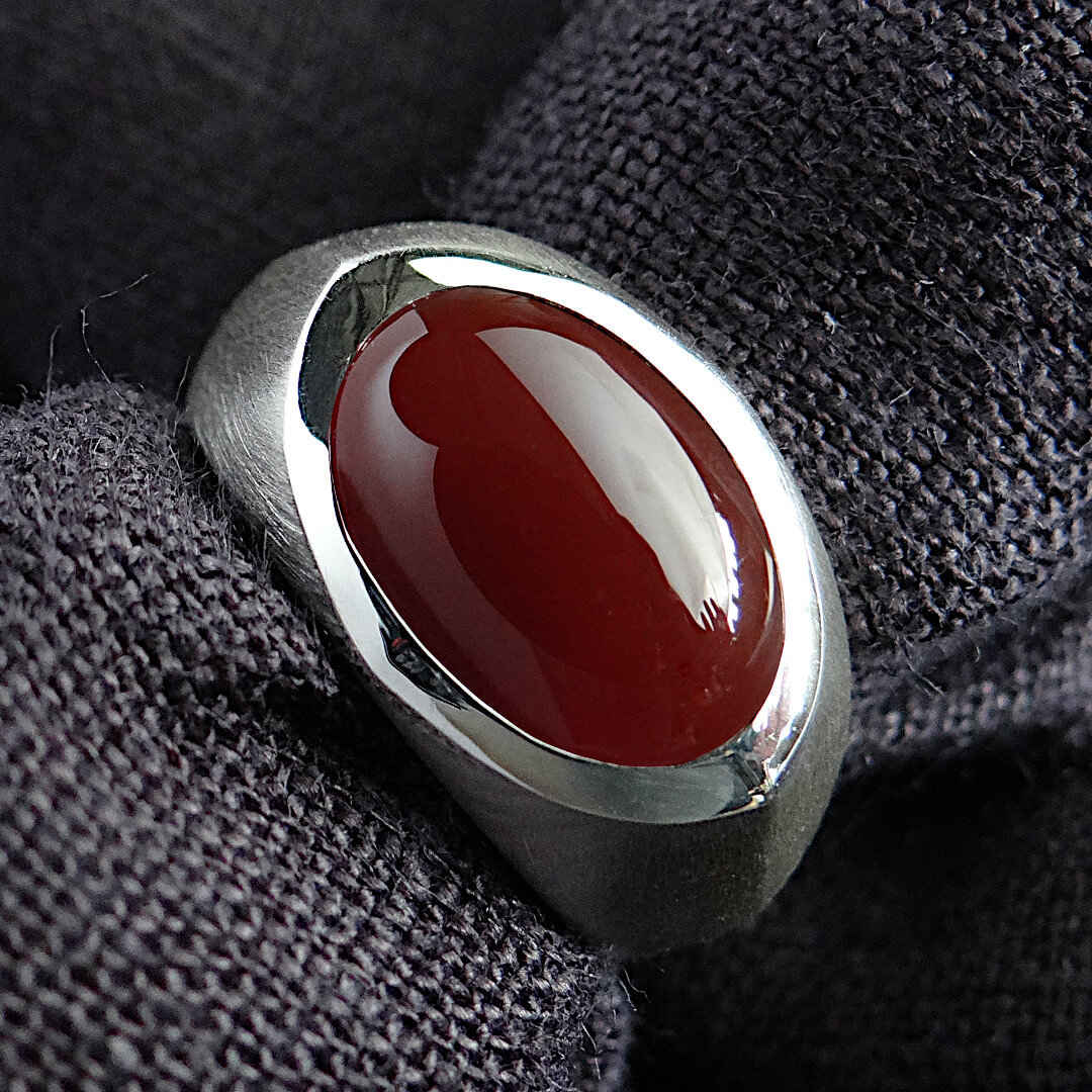 Sterling silver carnelian pinky ring