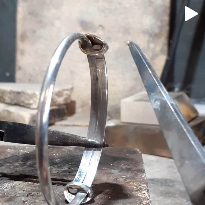 Soldering a love heart bangle